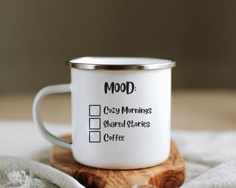 Tasse de camping en plein air, tasse émaillée, tasse à café, tasse de voyage personnalisée, tasse de camping, cadeau pour elle, cadeau pour lui, cadeau d'anniversaire, amateur de café