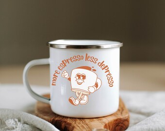 Outdoor camping mug, enamel mug, coffee mug, custom travel mug, camping mug, gift for her, gift for him, anniversary gift, coffee lover