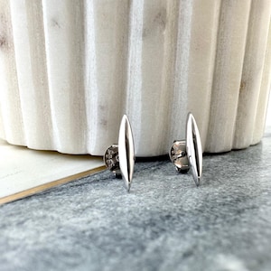 Hypoallergenic Minimalist Bar Stud Earrings, Modern Geometric Earrings, Minimalist Curved Bar Earrings in Sterling Silver or Gold