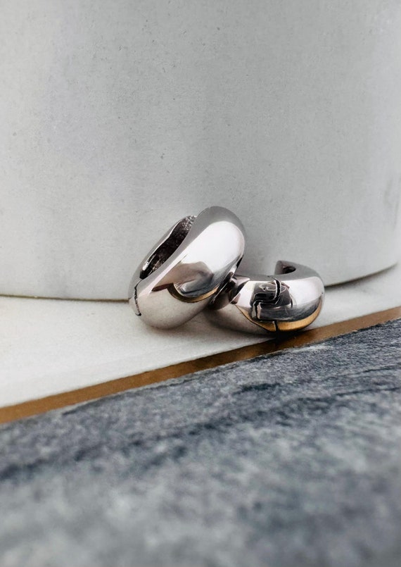 925 Sterling Silver Huggie Earrings, Chunky Hoops, Sleeper Hoops, Hypoallergenic Hoops, Thick Hoop Earrings, Everyday Bold Hoops