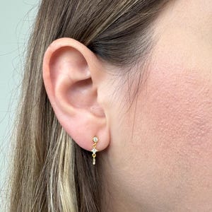 CZ Drop Cartilage Earring: 925 Sterling Silver Dangle Labret Stud