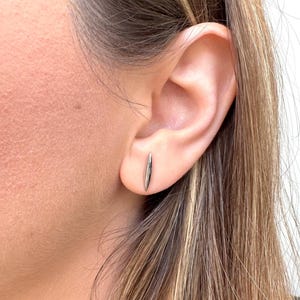 Hypoallergenic Minimalist Bar Stud Earrings, Modern Geometric Earrings, Minimalist Curved Bar Earrings in Sterling Silver or Gold