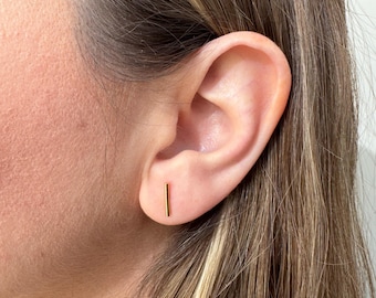 Sterling Silver Bar Stud Earrings: Dainty Minimalist Style