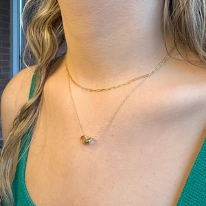 14K Gold Filled Paper Clip Chain Necklace: Minimalist Stackable Jewelry