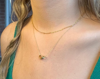 14K Gold Filled Paper Clip Chain Necklace: Minimalist Stackable Jewelry