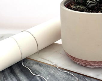 925 Sterling Silver Box Chain, Silver Necklace Chain for Pendants, Lobster Closure Necklace