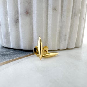 Hypoallergenic Minimalist Bar Stud Earrings, Modern Geometric Earrings, Minimalist Curved Bar Earrings in Sterling Silver or Gold