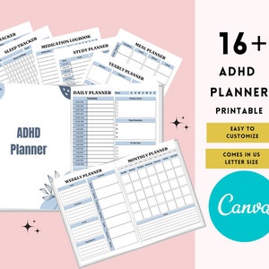 ADHD プランナー印刷可能、デイリープランナー、ウィークリープランナー、マンスリープランナー、印刷可能なプランナー、デジタルプランナー、シンプルプランナー、即時ダウンロード
