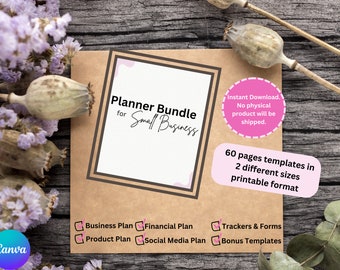 Pink Theme Printable Planner Small Business Bundle, Business Planner, Financial Planner, Product Plan, Social Media Planner, Tracker&Forms