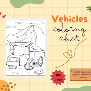 Vehicle Colouring Pages for Children Adults | 60+ Pages | Cars | Construction Vehicles | Dump Truck | Cranes | Excavator | Garbage Truck