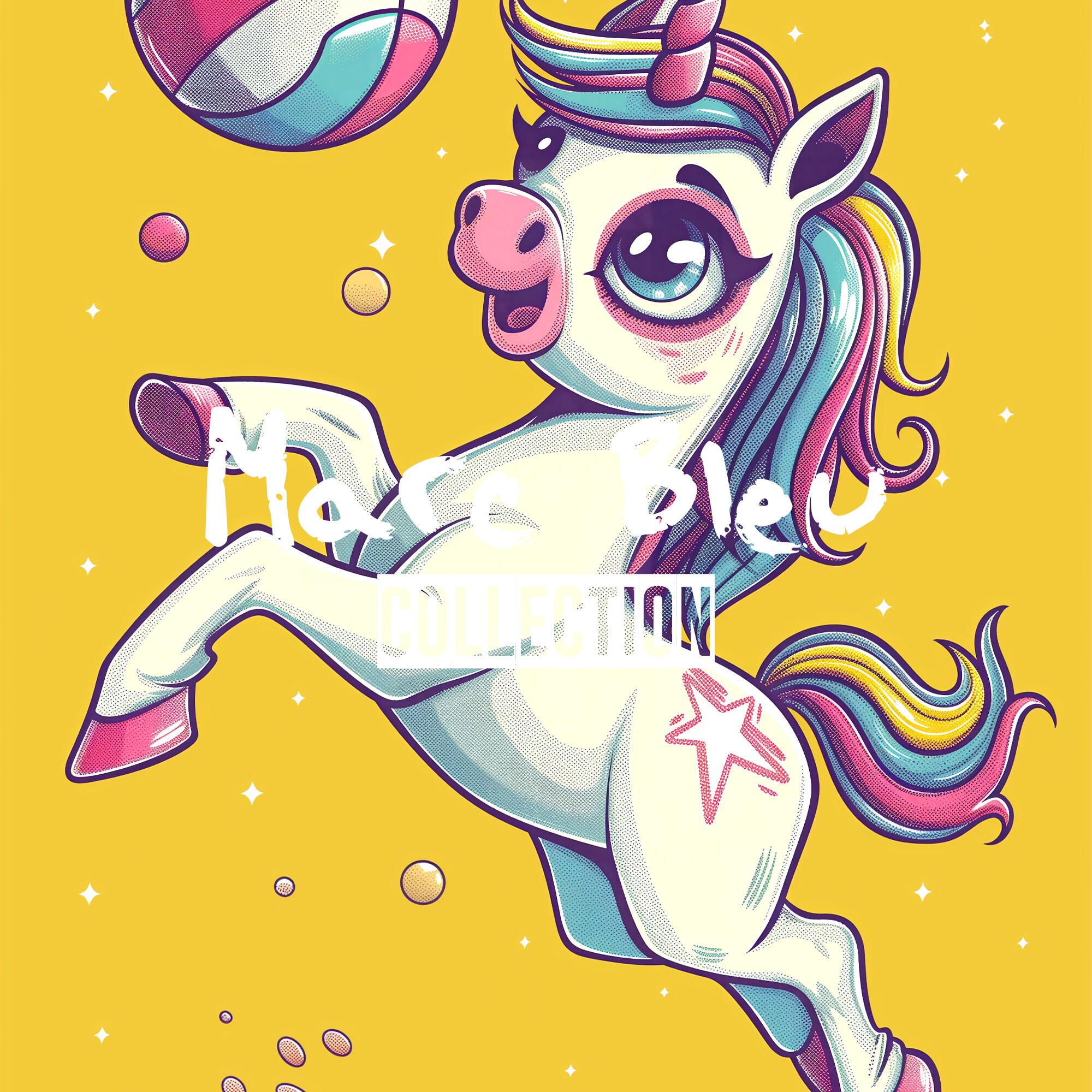 最高級のスーパー Volleyball Playing Unicorn | Art Fantasy | Art Unicorn 版画