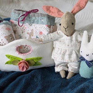 New Heirloom Gift!  Marmalade BEDTIME Collection Pajamas, Basket Bed, Baby Bunny, Sleeping Bag & Pillow