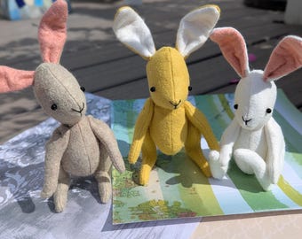 Jouet lapin en feutre de 20 cm fait main à habiller en 3 couleurs. - Vêtements séparés pour un cadeau spécial