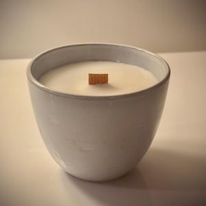 Soy Wax Candle in Japanese Tea Cup with Crackling Wood Wick -Choose Your Fragrance- Vanilla Waffle Cone, Sea Salt Driftwood, Wild Sage etc