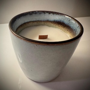 Soy Wax Candle in Japanese Tea Cup with Crackling Wood Wick -Choose Your Fragrance- Vanilla Waffle Cone, Sea Salt Driftwood, Wild Sage etc