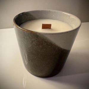 Soy Wax Candle in Japanese Tea Cup with Crackling Wood Wick -Choose Your Fragrance- Vanilla Waffle Cone, Sea Salt Driftwood, Wild Sage etc