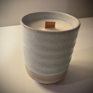 Soy Wax Candle in Japanese Tea Cup with Crackling Wood Wick -Choose Your Fragrance- Vanilla Waffle Cone, Sea Salt Driftwood, Wild Sage etc