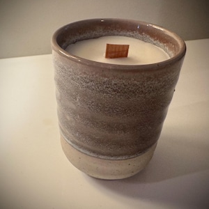 Soy Wax Candle in Japanese Tea Cup with Crackling Wood Wick -Choose Your Fragrance- Vanilla Waffle Cone, Sea Salt Driftwood, Wild Sage etc