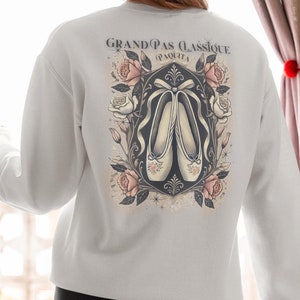 Coquette Toile du Jouy Balletcore Crewneck Sweatshirt, Cute Ballet Shirt, Dance Sweater, Ballerina Soft Girl Aesthetic, Gift for Dancer