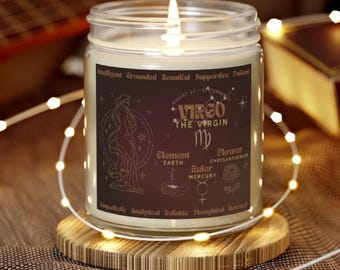 Jungfruns ljus, present till Jungfrun, stjärnteckenpresent, astrologiljus, födelsemånadsljus, födelsedagspresent till henne, astrologiskt tecken, födelseblomma