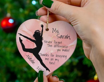Personlig present till danslärare, personlig tackpresent till tränare, personlig present till tränare från dansare, balettkoreograf, julgransprydnad