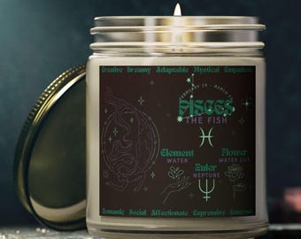 Fiskarnas ljus, present till Fiskarna, stjärnteckenspresent, astrologiljus, födelsemånadsljus, födelsedag för henne, astrologiskt tecken, födelseblomma
