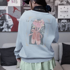 Balletcore Crewneck Sweatshirt, Ballet Shirt, Dance Sweatshirt, Gift for Dancer, Dark Coquette, Soft Girl Aesthetic, Ballerina, Pointe Shoes, pink, blue, grey, white