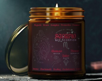 Skorpionljus, present till Skorpionen, stjärnteckenpresent, astrologiljus, födelsemånadsljus, födelsedag för henne, astrologiskt tecken, födelseblomma