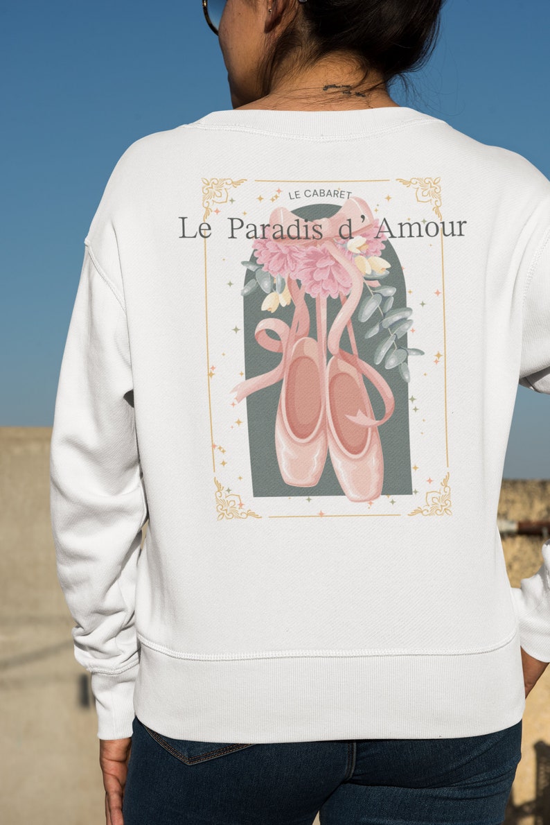 Balletcore Crewneck Sweatshirt, Ballet Shirt, Dance Sweatshirt, Gift for Dancer, Dark Coquette, Soft Girl Aesthetic, Ballerina, Pointe Shoes, pink, blue, grey, white