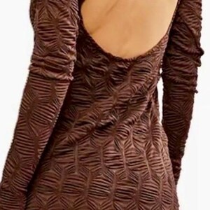 Free People Paulie Ruched Mesh Bodycon Mini Dress Hot Fudge Color image 2