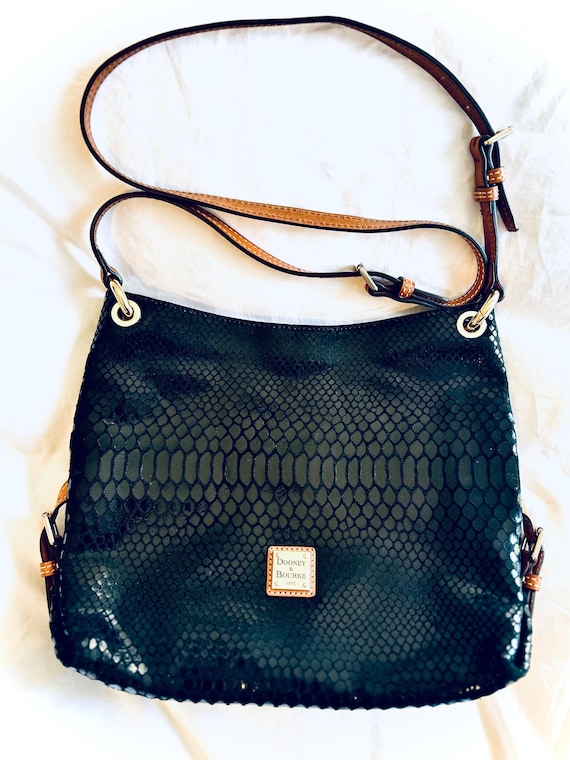 Dooney & Bourke Black Python-Embossed Shoulder Bag - image 1