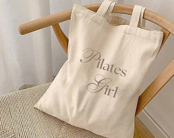 Pilates Girl Personalized Canvas Tote Gym Bag For A Pilates Fitness Workout Instructor