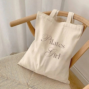 Pilates Girl Personalized Canvas Tote Gym Bag For A Pilates Fitness Workout Instructor