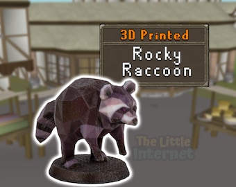 Rocky the Raccoon Thieving Pet - RuneScape OSRS Full Color 3D Printed Miniature Figurine, Desk Trinket, Collectible Decor, Nerdy Gamer Gift