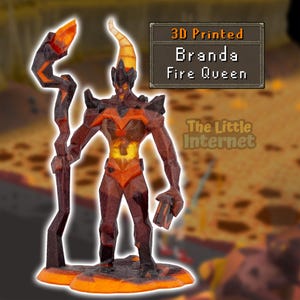 Branda the Fire Queen and Bran Pet - RuneScape OSRS Full Color 3D Printed Miniature Figurine Desk Trinket Collectible Decor Nerdy Gamer Gift