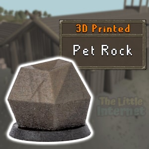 Pet Rock - OSRS Full Color 3D Printed Oldschool RuneScape Miniature Figurine, Desk Trinket, Collectible Decor, Nerdy Gamer Gift for Him