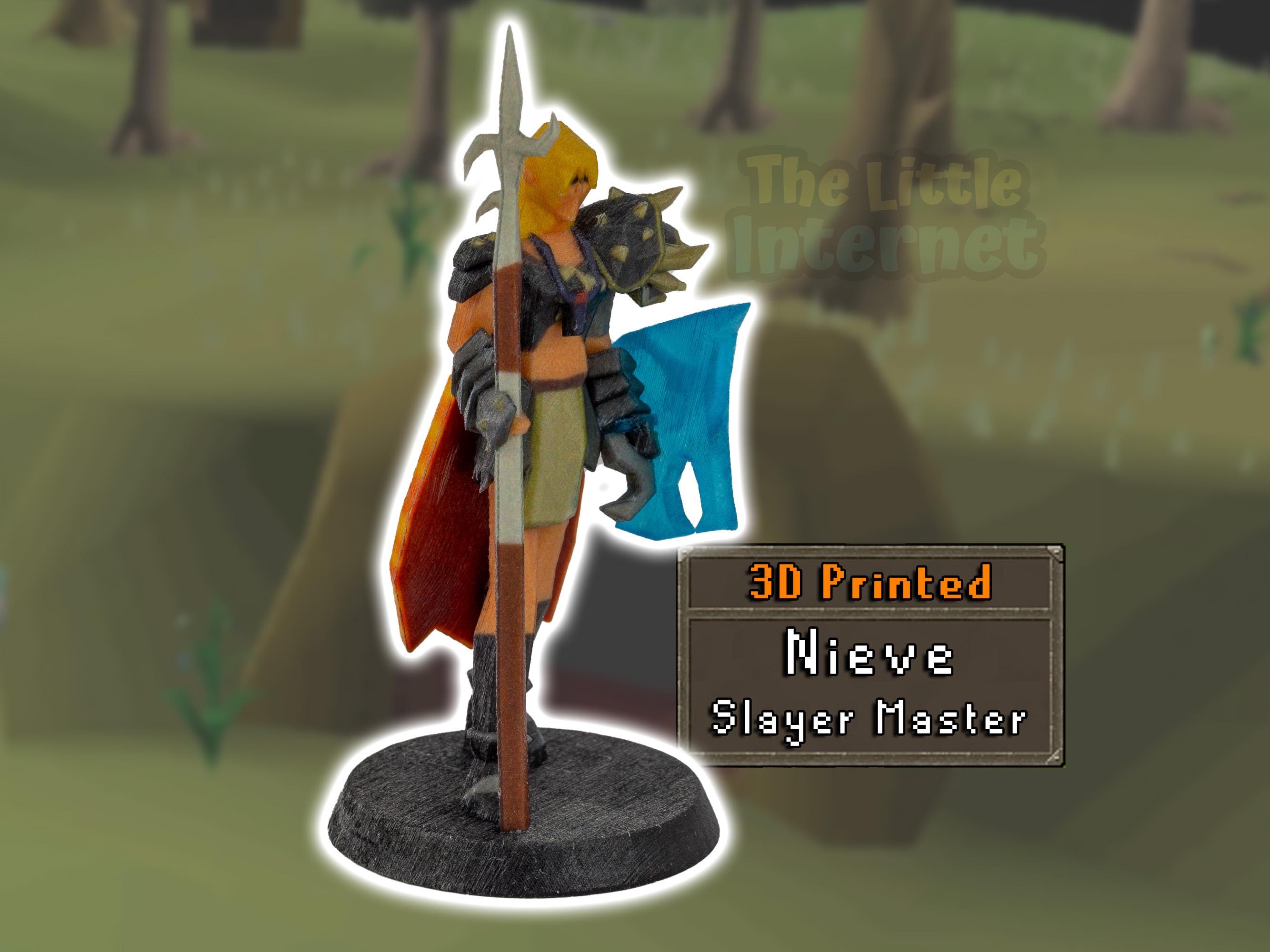 Nieve the Slayer Master - OSRS RuneScape Old School Full Color 3D Printed Miniature Figurine Desk Trinket Collectible Decor Nerdy Gamer Gift