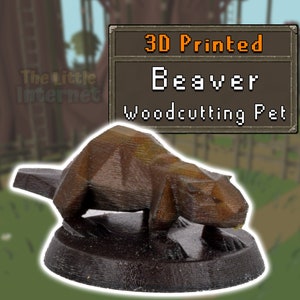 Beaver Woodcutting Pet - RuneScape OSRS Full Color 3D Printed Miniature Figurine, Desk Trinket, Collectible Decor, Nerdy Gamer Gift for him