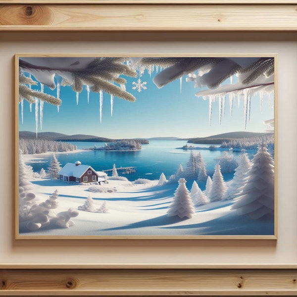 Winter Escape, Printable Wall Art, Decor, Digital Download, Household Art