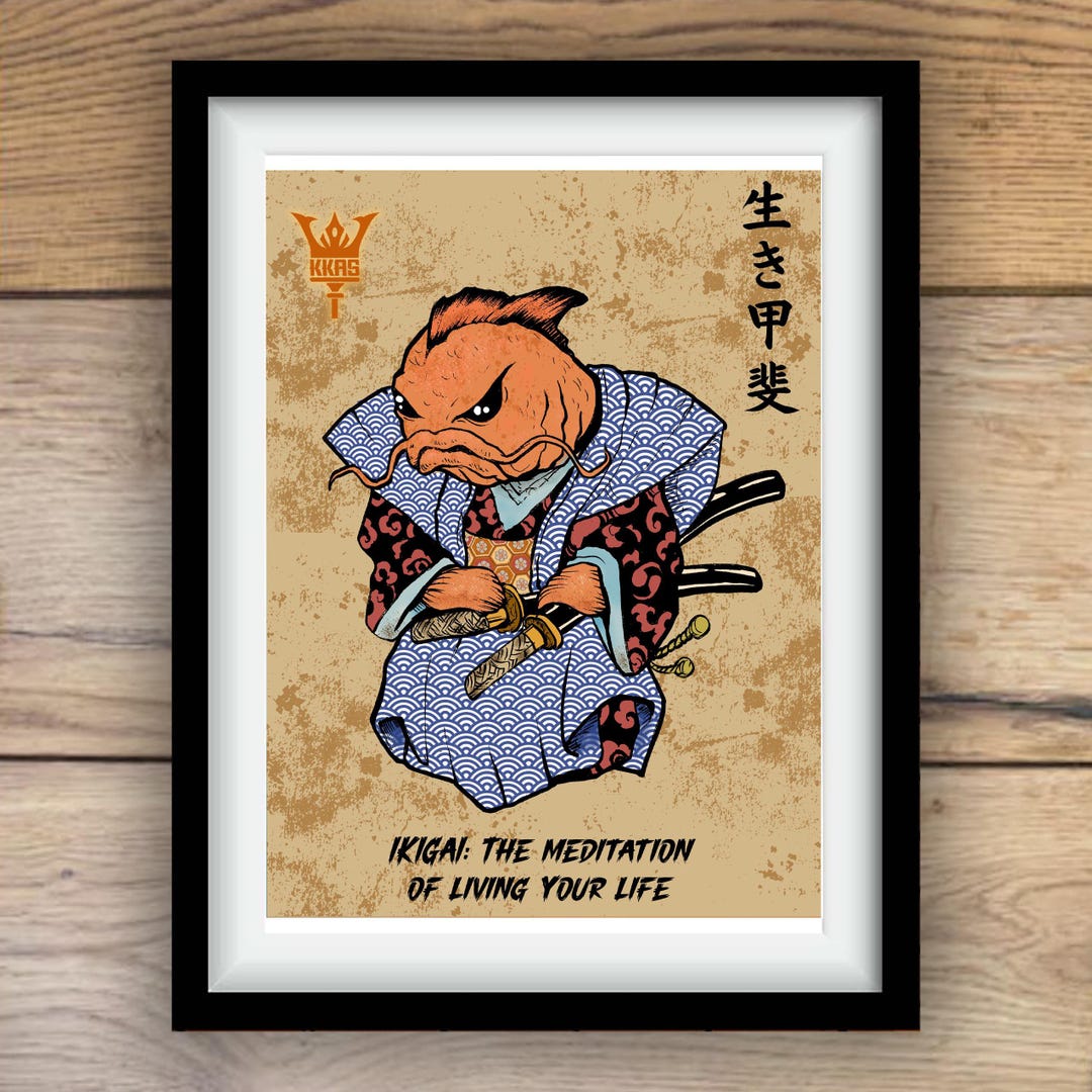 Samurai Warrior Japanese Woodblock Print Samurai Wall Artwork Style ...