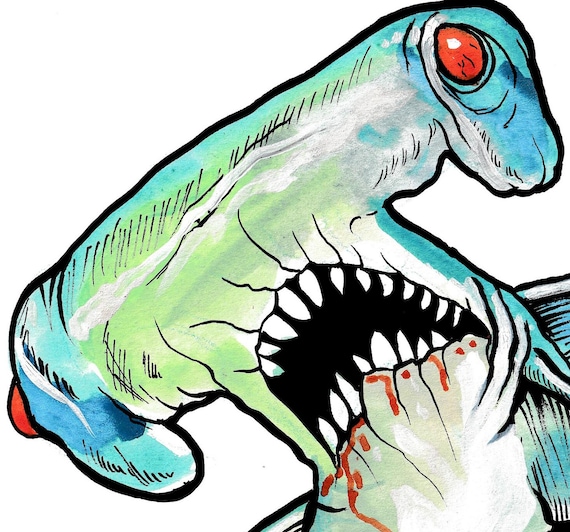 Zombie Hammerhead Shark Undead Sticker Monsterish Shark