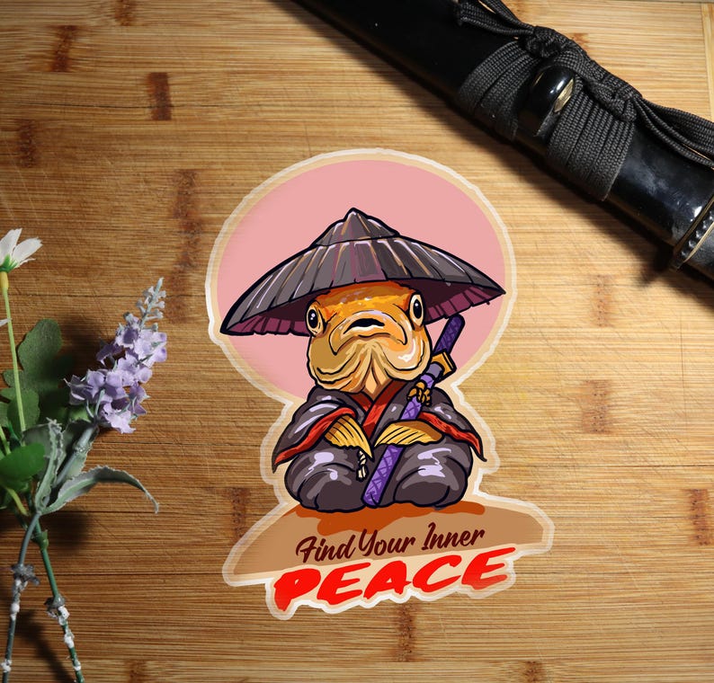 Bushido Japanese Peace Samurai Fish Design Inspirational Sticker Style ...