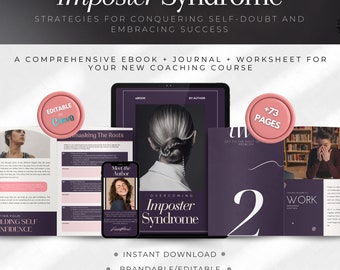 Imposter Syndrome Coaching Course Workbook | Done For You Productivity | Online Course Tools | Conquer Self Doubts and Embrace Success Canva