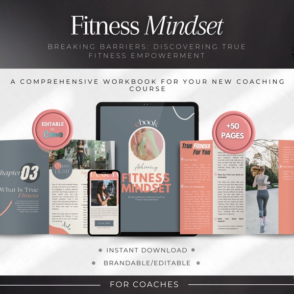 The Fitness Mindset Done For You Workbook | Coaching Content Health and Wellness ebook for Gym Coach, Fitness Coach,PLR MRR Editable content