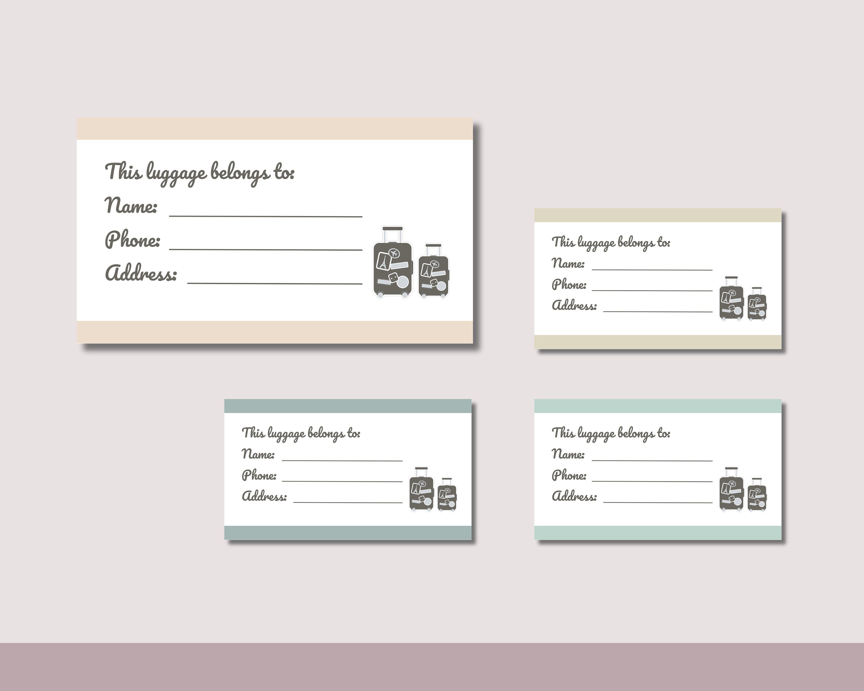 Printable Luggage Tag Insert Suitcase Tag for Traveller Luggage Tag for ...