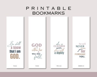 Signets bibliques imprimables | Ensemble de marque-pages versets bibliques | Cadeau pour amoureux des livres | Marque-pages pour femmes | Signets pour le journal de prière