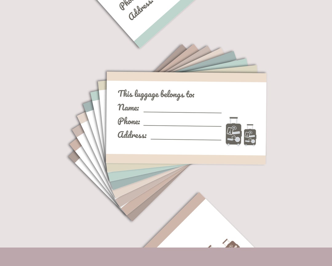 Printable Luggage Tag Insert Suitcase Tag for Traveller Luggage Tag for ...