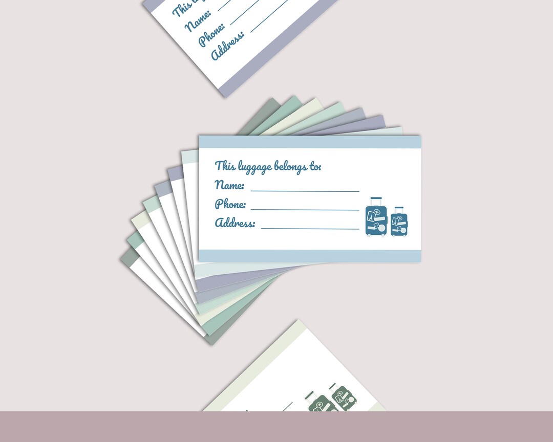 Printable Luggage Tag Insert Suitcase Tag for Traveller Luggage Tag for ...