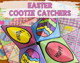 Easter Cootie Catchers Print and Play, Chatterboxes, Fortune Tellers, Easter Games, Easter Printable, Easter Joke Tellers, Kids Easter Craft