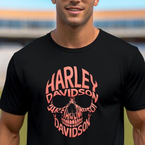 Harley Davidson T-Shirt, Harley Davidson T-Shirt, Motorcycle Apparel, Vintage Style, Vintage Style, T-shirt Halloween, skull t-shirt